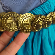 Load image into Gallery viewer, Vintage 94 GRD Coin Belt Metal Medallion Elastic Women's Size Small/Medium
