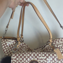 Load image into Gallery viewer, Coach "Leah" Coated Canvas Hobo Large Crossbody Tote Bag Two Bag Charms
