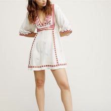Load image into Gallery viewer, Free People Heavily Embroidered Tulum Boho Aztec Mini Dress
