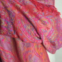 Load image into Gallery viewer, 100% Cashmere Boho Shaw Scarf Coverup Tassels Floral Paisley One Size
