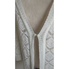 Load image into Gallery viewer, Boho Diamond Midi Open Knit Linen Cardigan Women's Large
