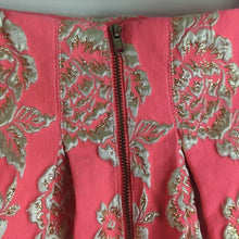 Load image into Gallery viewer, Bright Pink &amp; Gold Puff Mini Skirt Lined Exposed Zipper Women's Size Small
