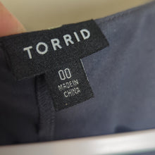 Load image into Gallery viewer, Dark Romantic Faux Wrap Dress High-Low Swiss Dot Floral Dark Grey Size M/L
