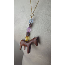 Load image into Gallery viewer, Handcrafted NWOT Wood Horse Beaded Necklace Costume Jewelry Horse Girl
