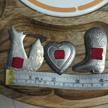 Load image into Gallery viewer, Vintage Western Button Covers Southwestern Wolf Heart Cowboy Boot
