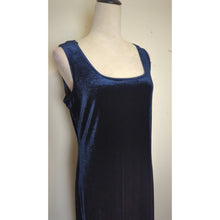 Load image into Gallery viewer, Vintage Whimsigoth Dark Navy Velvet Maxi Dress Women's Medium
