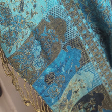 Load image into Gallery viewer, Mermaidcore Cashmere &amp; Silk Scarf Shaw Wrap Fringe Extra Wide
