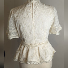 Load image into Gallery viewer, Lulus Coquette Eyelet Lace Embroidered Ruffed Top With Belt Meduim
