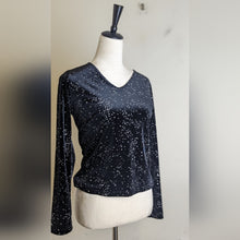 Load image into Gallery viewer, Vintage 90's / Y2K Black Velvet Top Silver Shimmer Women's MP
