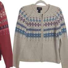 Load image into Gallery viewer, 2 Bundle!! Holiday Y2K Vintage Lambswool Zip-Up Sweater Cardigans Women&#39;s PL
