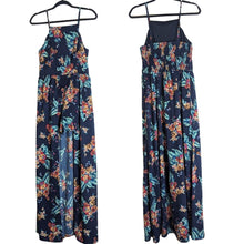 Load image into Gallery viewer, Beachy Maxi Spaghetti Strap Floral Maxi Dress High- Low Shorts Size M
