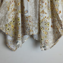 Load image into Gallery viewer, Y2K Baby Doll Top With Handkerchief Hemline Patchwork Print Smocked Large(11-13)
