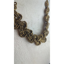 Load image into Gallery viewer, Vintage Art Deco Gold Tone Braided Beaded Necklace.
