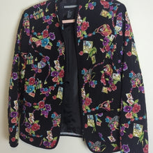 Load image into Gallery viewer, Vintage Quilted Stitched Art to Wear Zip-up Jacket Floral Stationary  Women's Sma…
