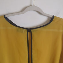 Load image into Gallery viewer, Mustard Yellow Pop-Over Sheer Blouse Peekaboo Back Mustard Yellow
