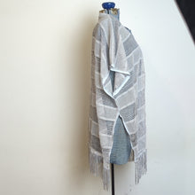 Load image into Gallery viewer, Boho Poncho Beach Cover up Knit &amp; Netting Stripes Western Fringe One Size
