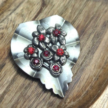 Load image into Gallery viewer, Vintage Art Deco Fur Clip Silver with Red Stones Art to Wear
