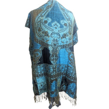 Load image into Gallery viewer, Mermaidcore Cashmere &amp; Silk Scarf Shaw Wrap Fringe Extra Wide
