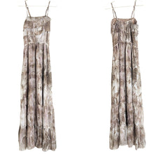 Load image into Gallery viewer, Whimsical Fairycore Maxi Dress Gold Shimmer Asymmetrical Ruffles Women's M
