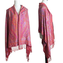 Load image into Gallery viewer, 100% Cashmere Boho Shaw Scarf Coverup Tassels Floral Paisley One Size
