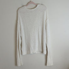 Load image into Gallery viewer, Free People Coco V neck White Waffle Knit Oversized Beach Casual Sweater Size M
