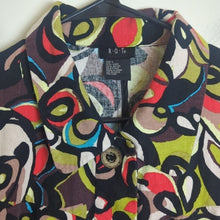 Load image into Gallery viewer, Retro Funky Artsy Button up Linen Blend Cropped Blazer Women's Size Large
