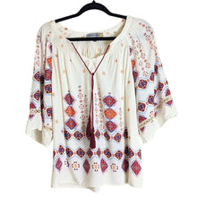Load image into Gallery viewer, Boho Lightweight Pull Over Top With Crochet Lace Smocked Details Medium
