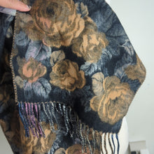 Load image into Gallery viewer, NWT Dark Romantic Floral Scarf Extra Soft With Fringe One Size
