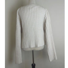 Load image into Gallery viewer, Oversized Slouchy Wool Blend Ribbed Knit Cropped Sweater Wide Sleeves Women&#39;s XL
