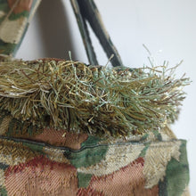 Load image into Gallery viewer, XL Upcycled Granola Girl Goblincore Tapestry Tote Bag Overnight Bag Fringe

