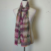 Load image into Gallery viewer, Boho Chic Meets Fairygrunge Chevron Artsy Oversized Scarf  Soft with Fringe
