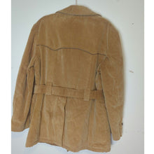 Load image into Gallery viewer, VTG 70s Towncraft Penneys Butterscotch Corduroy Belted Safari Jacket Coat XL Faux Fur
