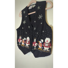 Load image into Gallery viewer, Nostalgic Vintage Winter Festival Embroidered Patchwork Holiday Vest Women's Med.
