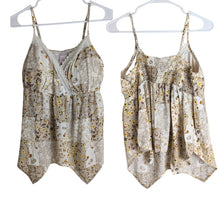 Load image into Gallery viewer, Y2K Baby Doll Top With Handkerchief Hemline Patchwork Print Smocked Large(11-13)
