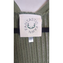 Load image into Gallery viewer, Autumn Green Long Line Slouchy Cardigan Ladder Knit Wide Sleeves Women&#39;s L
