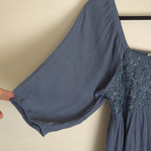 Load image into Gallery viewer, Crochet Baby Doll Midi Dress Balloon Sleeves Smocked Back Women's PL
