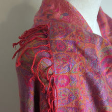 Load image into Gallery viewer, 100% Cashmere Boho Shaw Scarf Coverup Tassels Floral Paisley One Size
