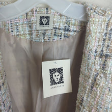 Load image into Gallery viewer, NWT Anne Klein Open Front Shimmering Sequin Tweed Jacket Pastel Women's Size L
