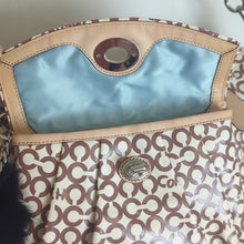 Load image into Gallery viewer, Coach "Leah" Coated Canvas Hobo Large Crossbody Tote Bag Two Bag Charms
