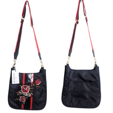 Load image into Gallery viewer, NWT Rockabilly Punk Revival Embroidered Rose Patchwork Crossbody Bag
