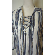 Load image into Gallery viewer, NWT Gauzy Knit Nautical Striped High Low Coastal Cowgirl Dress Large
