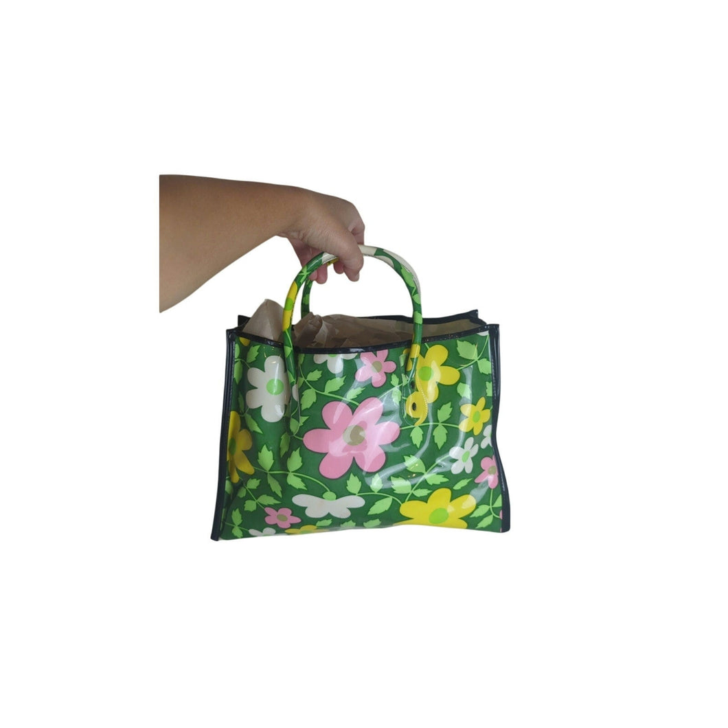 Vintage 70's Hippie Floral Tote Bag Handbag Medium