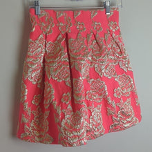 Load image into Gallery viewer, Bright Pink &amp; Gold Puff Mini Skirt Lined Exposed Zipper Women's Size Small
