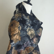 Load image into Gallery viewer, NWT Dark Romantic Floral Scarf Extra Soft With Fringe One Size

