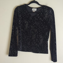 Load image into Gallery viewer, Vintage 90's / Y2K Black Velvet Top Silver Shimmer Women's MP
