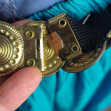 Load image into Gallery viewer, Vintage 94 GRD Coin Belt Metal Medallion Elastic Women's Size Small/Medium
