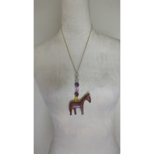 Load image into Gallery viewer, Handcrafted NWOT Wood Horse Beaded Necklace Costume Jewelry Horse Girl
