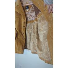Load image into Gallery viewer, VTG 70s Towncraft Penneys Butterscotch Corduroy Belted Safari Jacket Coat XL Faux Fur

