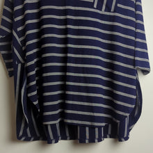 Load image into Gallery viewer, Lane Bryant Blue &amp; Silver Striped 3/4 Sleeve Modal Tunic Women's Size 18/20
