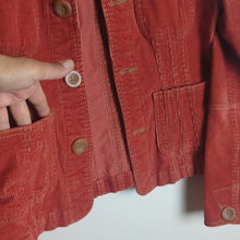 Load image into Gallery viewer, Tulle Anthropologie Rust Corduroy Jacket Mod Buttons Women&#39;s XL*
